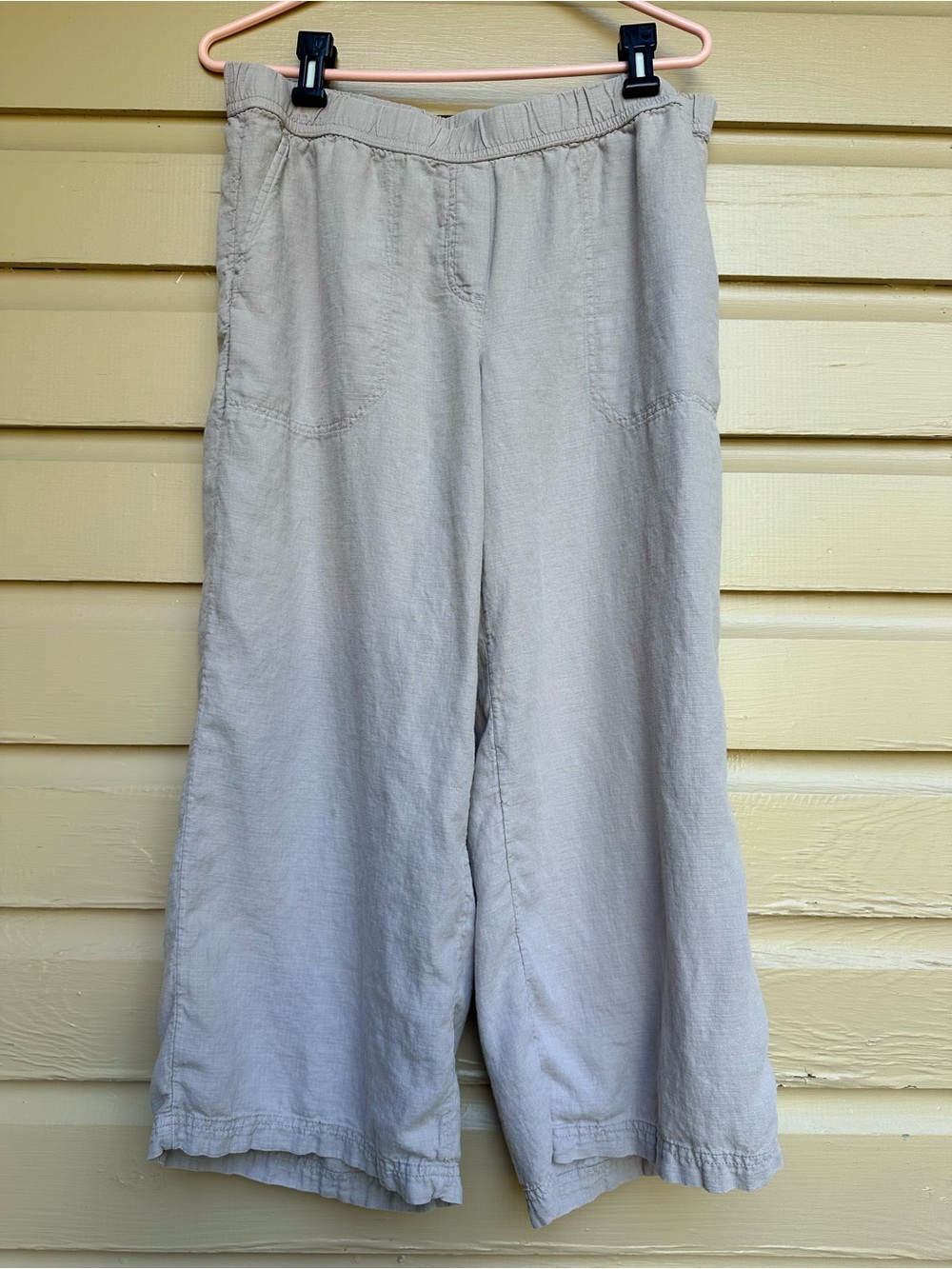 J.Jill Linen Tencel Pants Medium Petite Wide leg cropped tan beige neutral